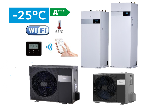 MIDEA M-Thermal Arctic 4.25-4.50 kW šilumos siurblys oras-vanduo su integruotu boileriu, MHA-V4W/D2N8-B2+HBT-A100/190CDS90GN8-B - Image 2